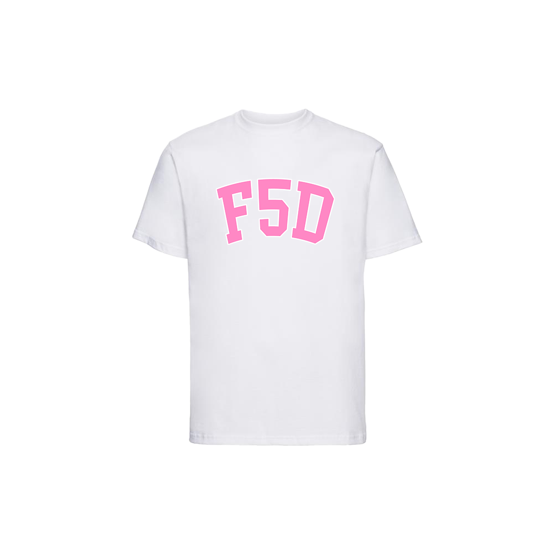 FLAM5 VARSITY TSHIRT PINK - Flam5drumming