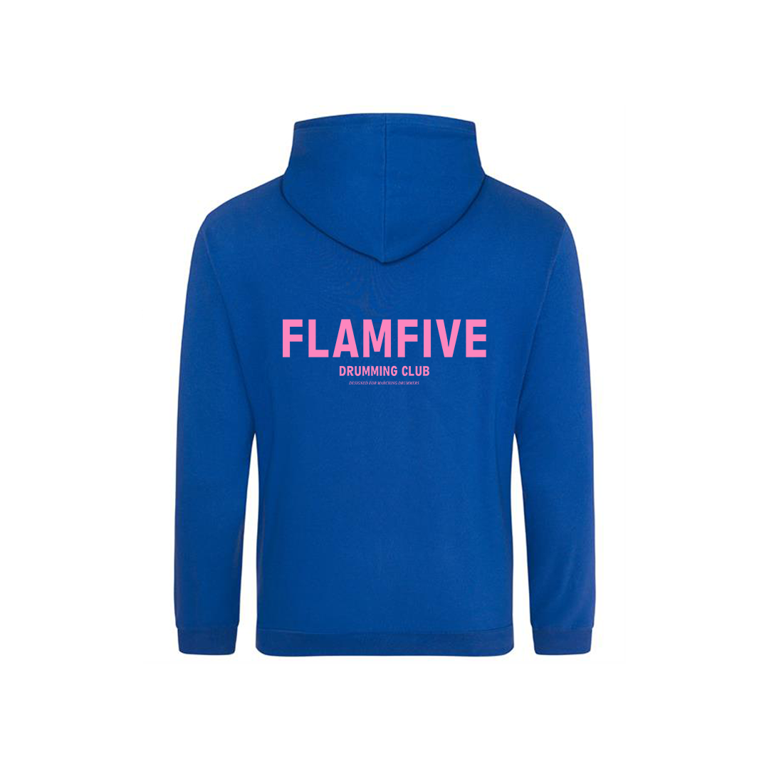 FLAM5 DRUMMING CLUB HOODIE BLUE/PINK - Flam5drumming